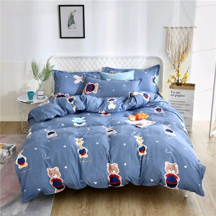 Scandinavische Blauwe Teddybeer Beddengoed Set