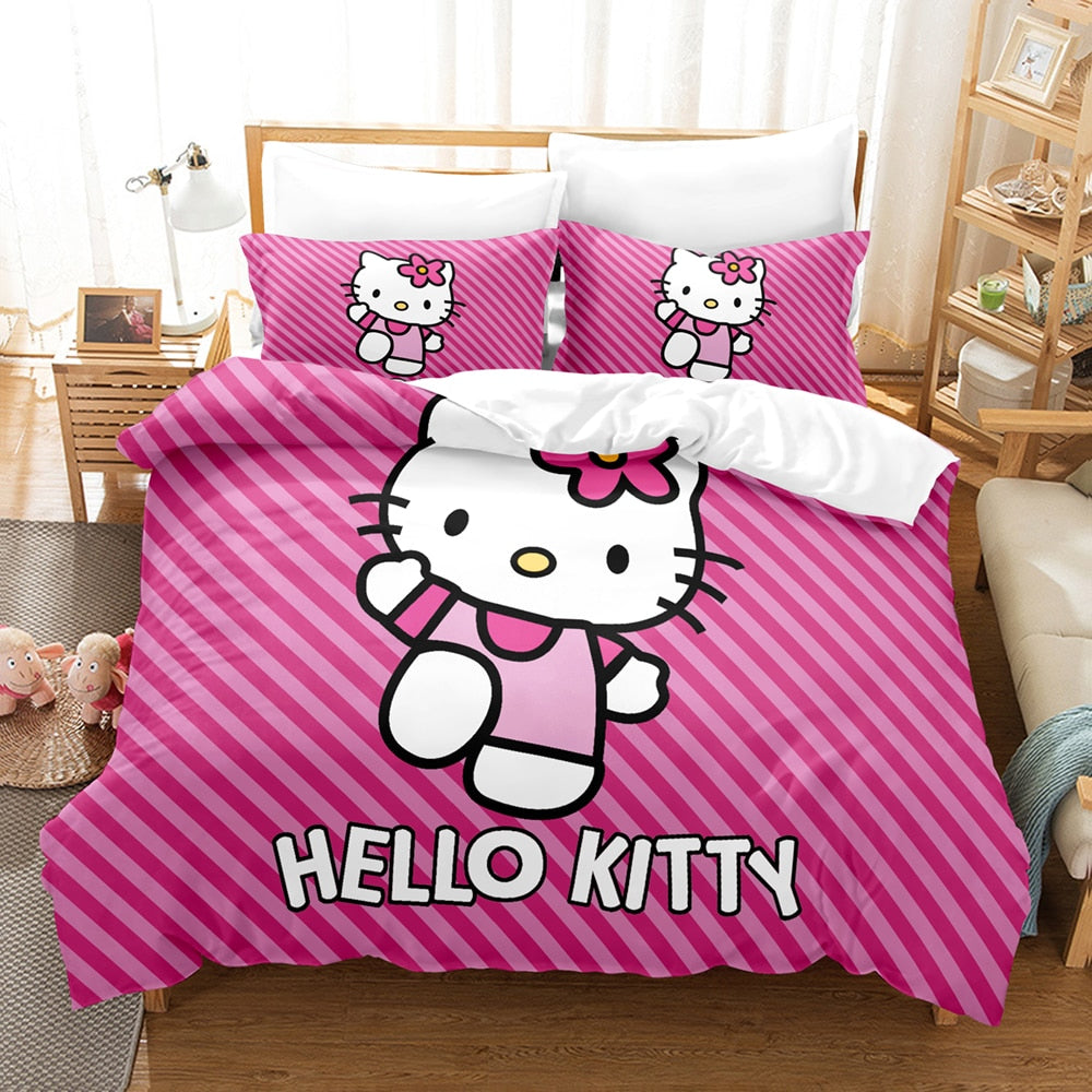 Hello Kitty Gestreept Dekbedovertrek