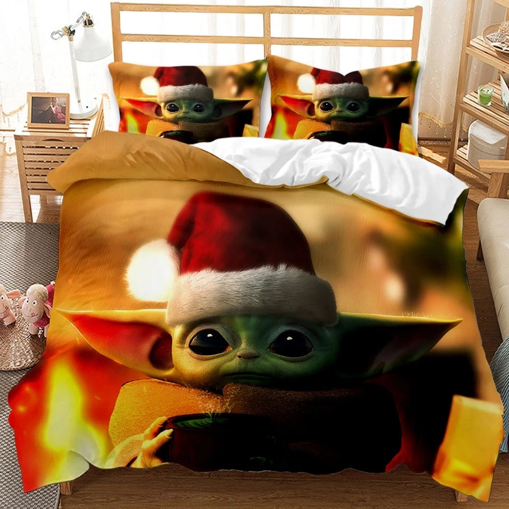 Baby Yoda Viert Kerst Dekbedovertrek