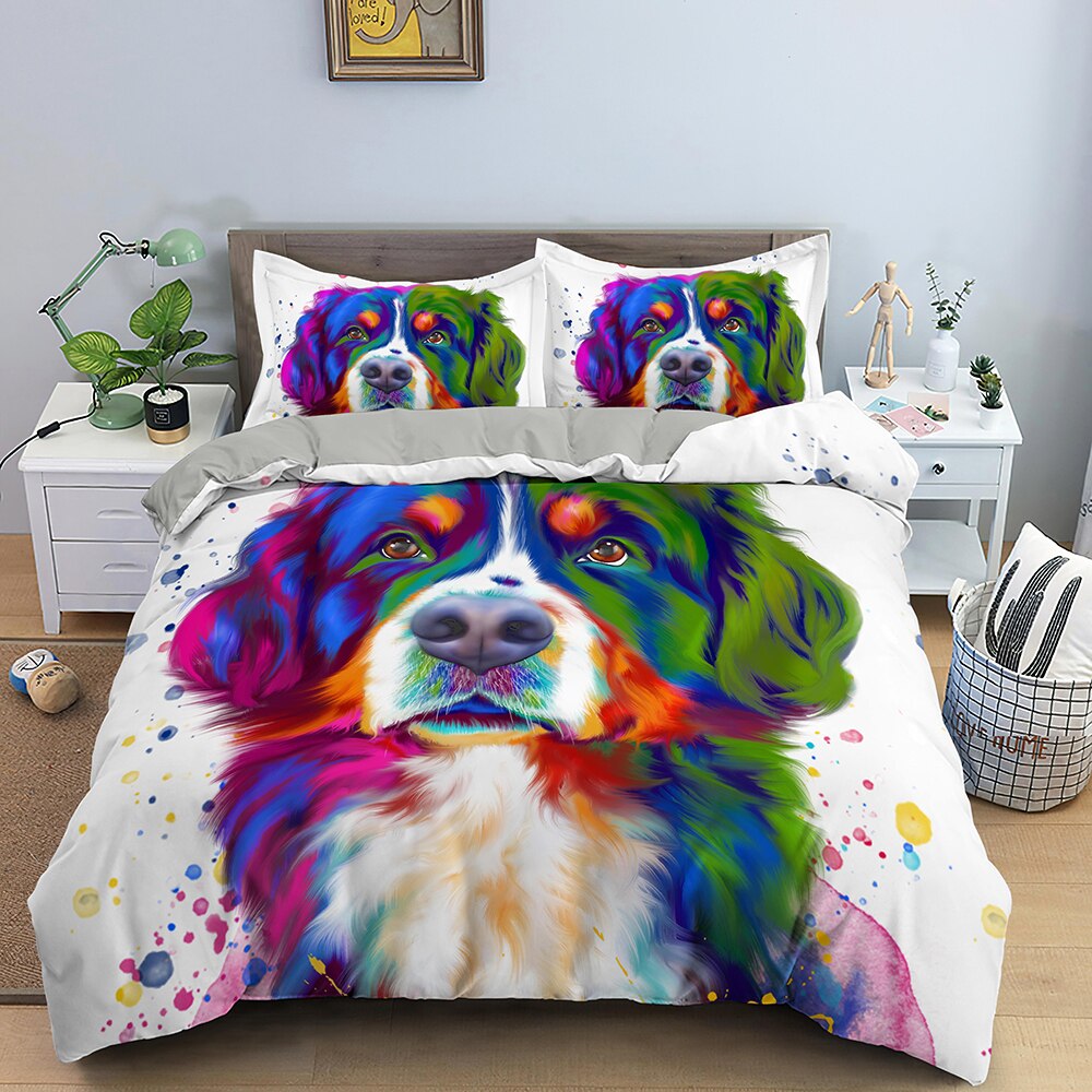 Wit Dekbedovertrek Berner Sennenhond Veelkleurig