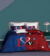 Rood En Blauw Love Dekbedovertrek