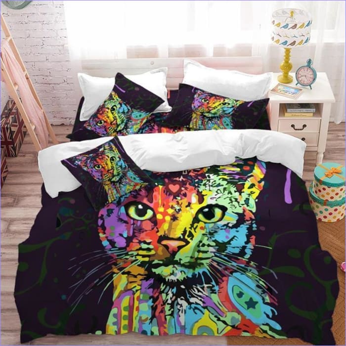 Grafisch Meerkleurig Kattendekbedovertrek