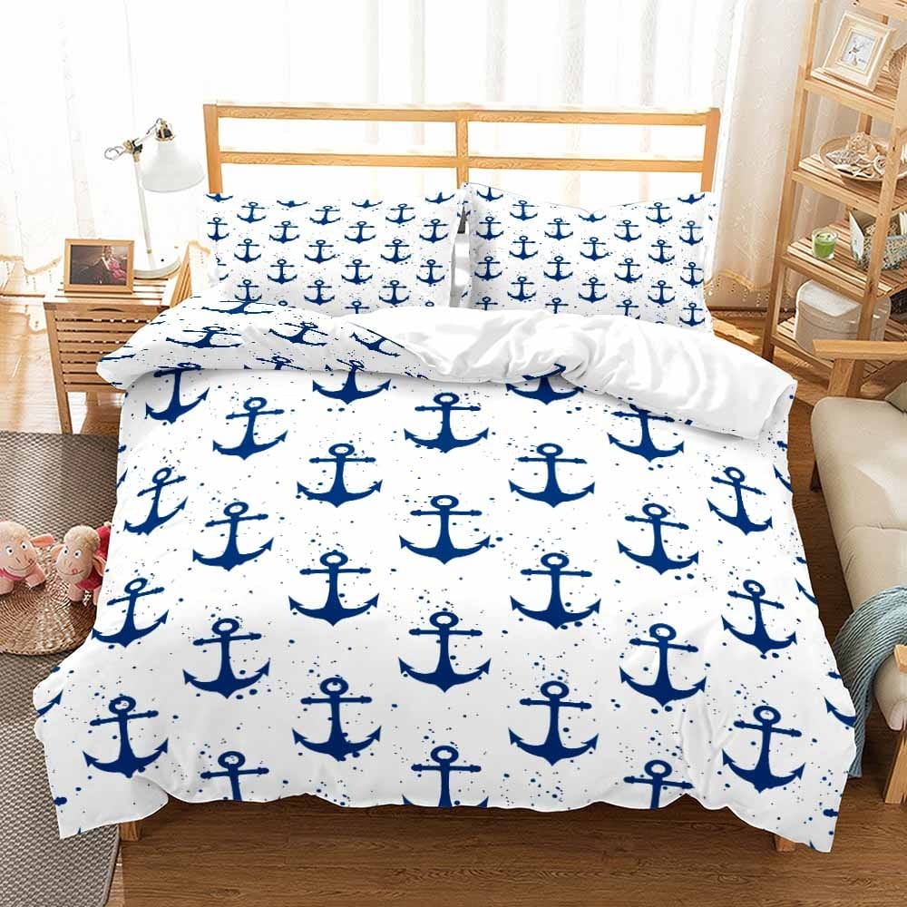 Wit En Blauw Sailor Child Dekbedovertrek