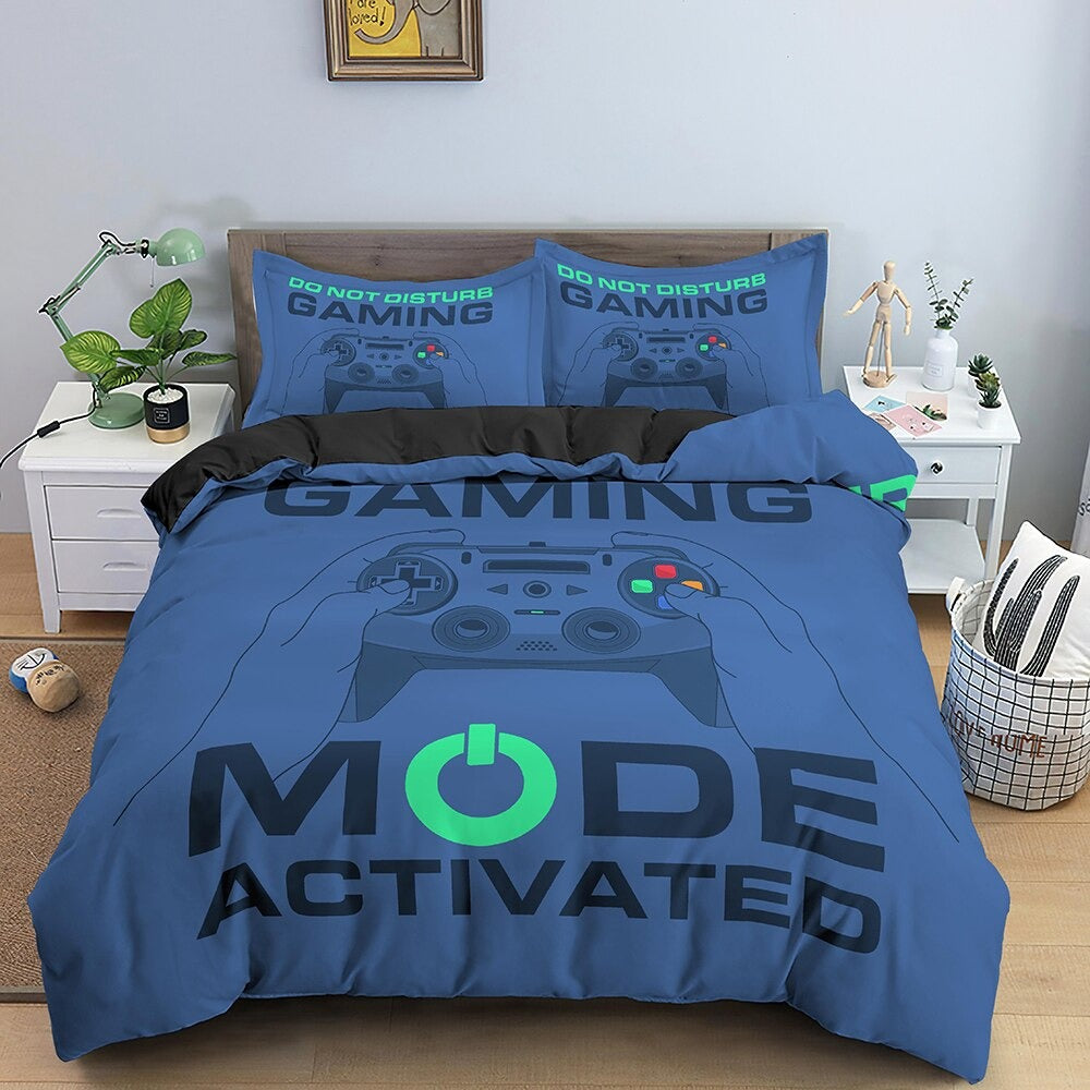 Dekbedovertrek Gaming Mode Activated Blauw