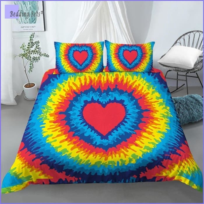Veelkleurig Hart Hippie Dekbedovertrek