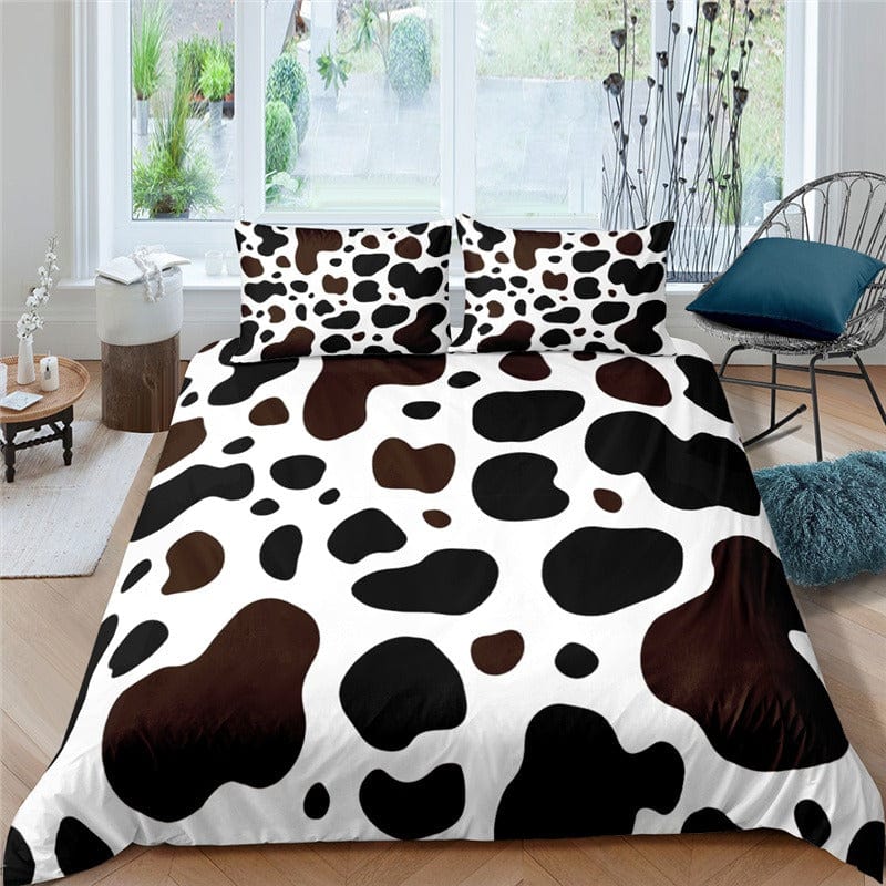 Wit En Bruin Dekbedovertrek Met Koeienprint