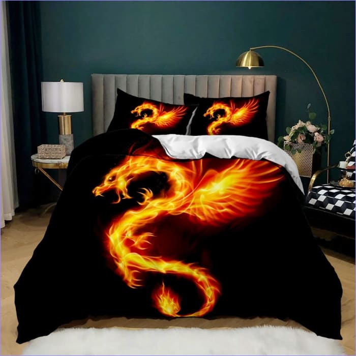Zwart Dekbedovertrek Dragon On Fire