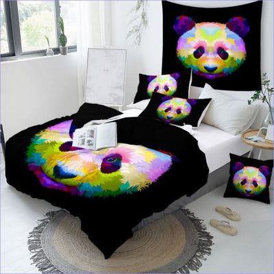 Veelkleurig Panda Dekbedovertrek