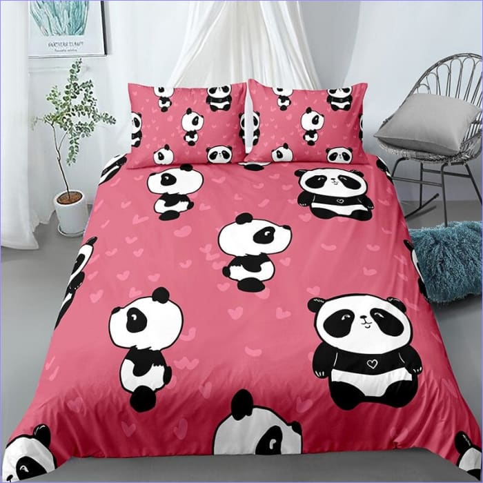 Roze Dekbedovertrek Kleine Panda