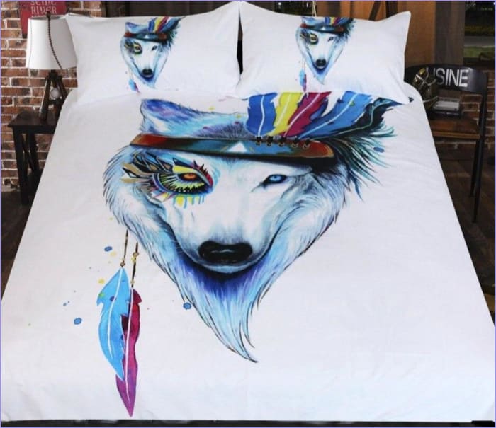 Witte Wolfskop Dekbedovertrek