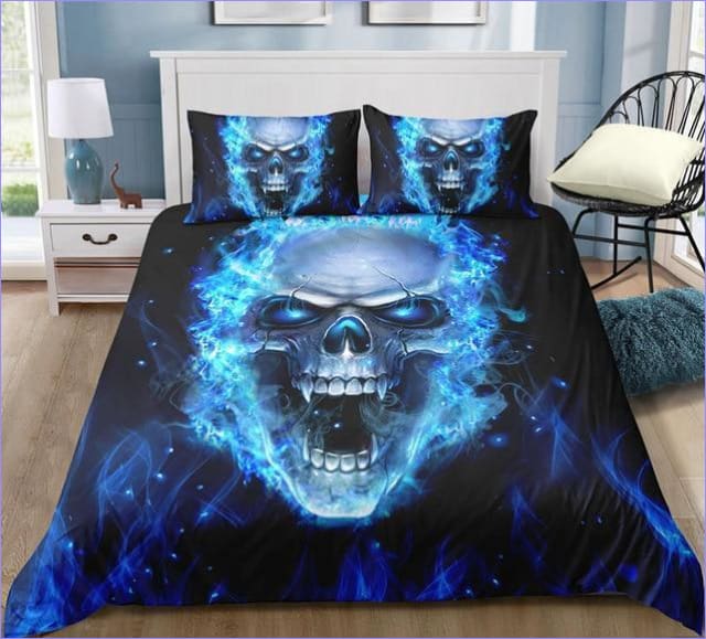 Dekbedovertrek Skull Ghost Rider Blauw