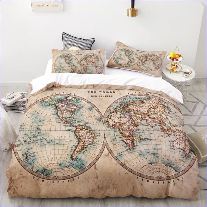 Vintage Earth Globe Dekbedovertrek